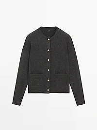 Knit cardigan with gold buttons