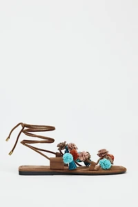 BEADED STRAPPY SANDALS
