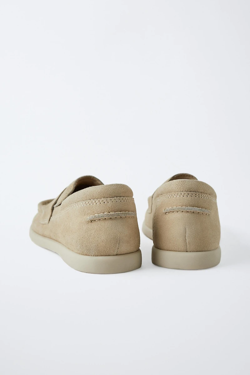 SADDLE SPLIT LEATHER LOAFERS