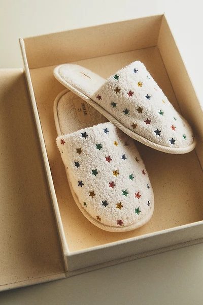 STAR PRINT MULE BATHROOM TOWEL SLIPPERS