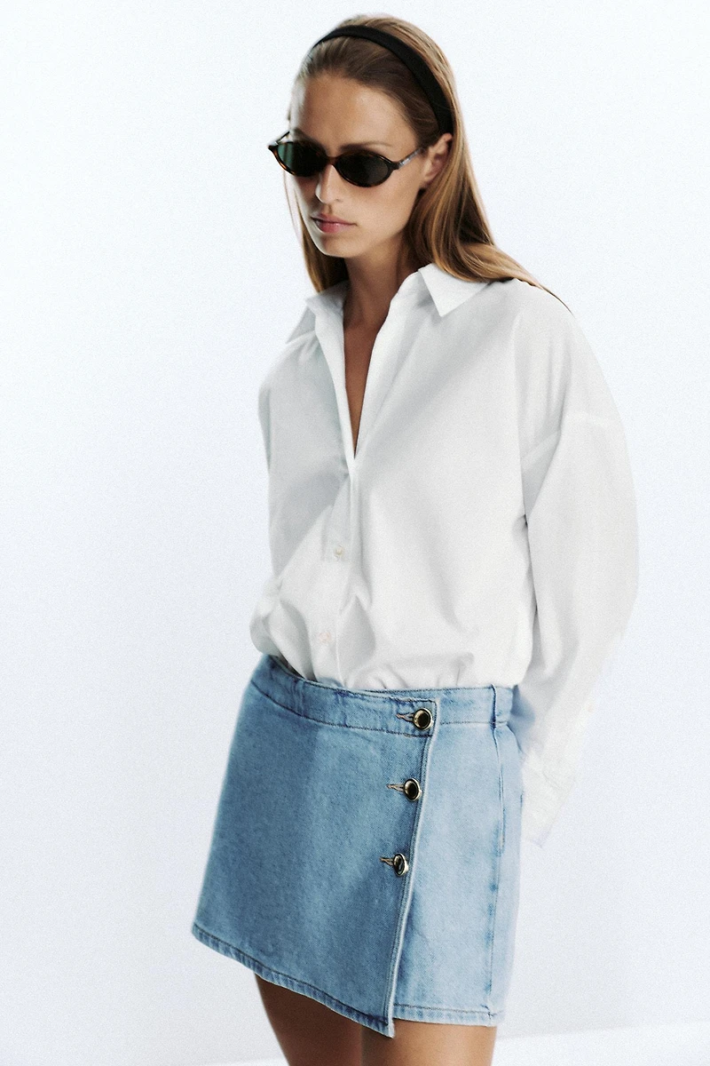 Z1975 CROSSOVER BUTTON DENIM SKORT