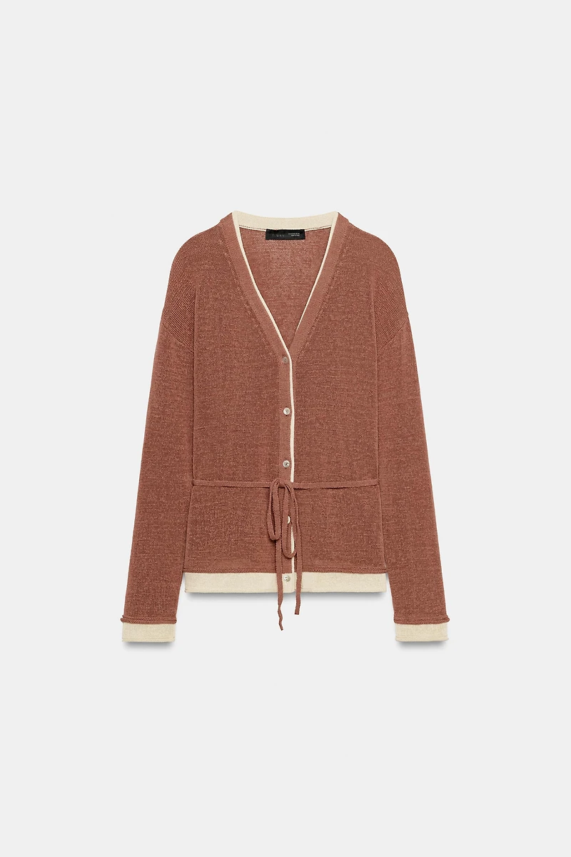 COMBINATION KNIT JACKET WITH BELT