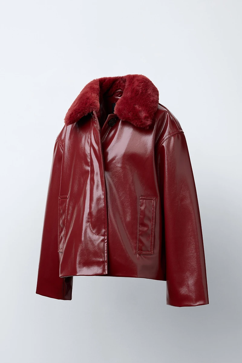 REMOVABLE COLLAR PATENT JACKET