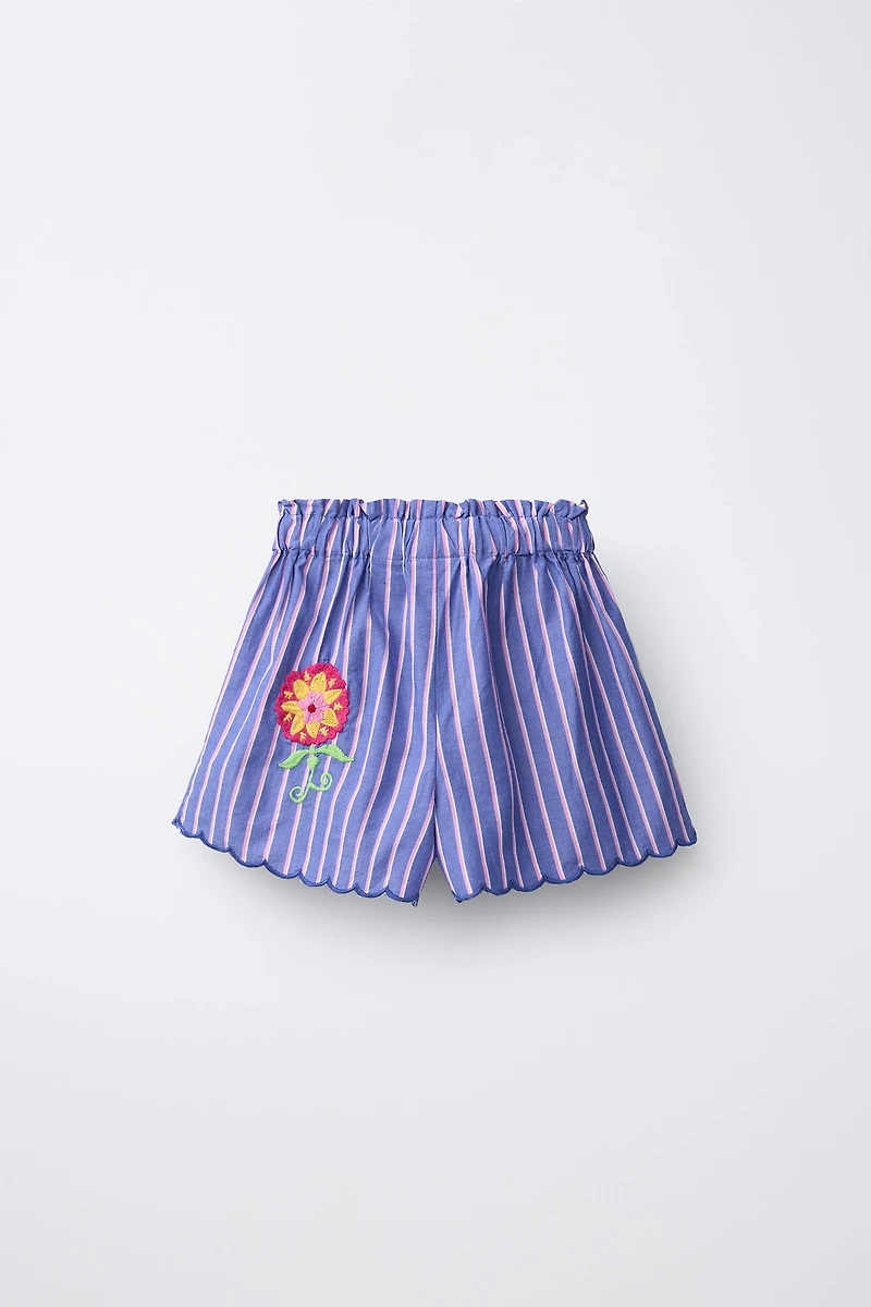 SISSEL EDELBO X ZARA KIDS EMBROIDERED STRIPED SHORTS