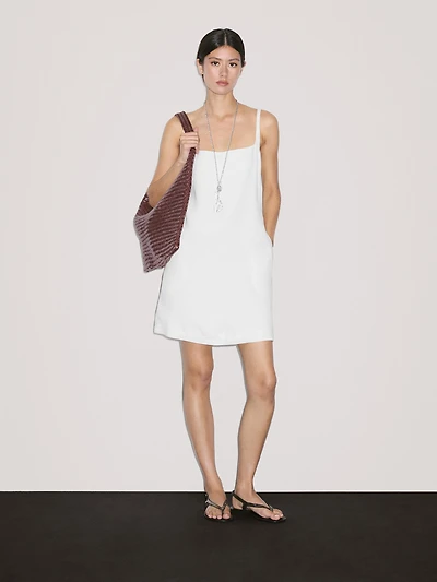 Strappy linen blend mini dress