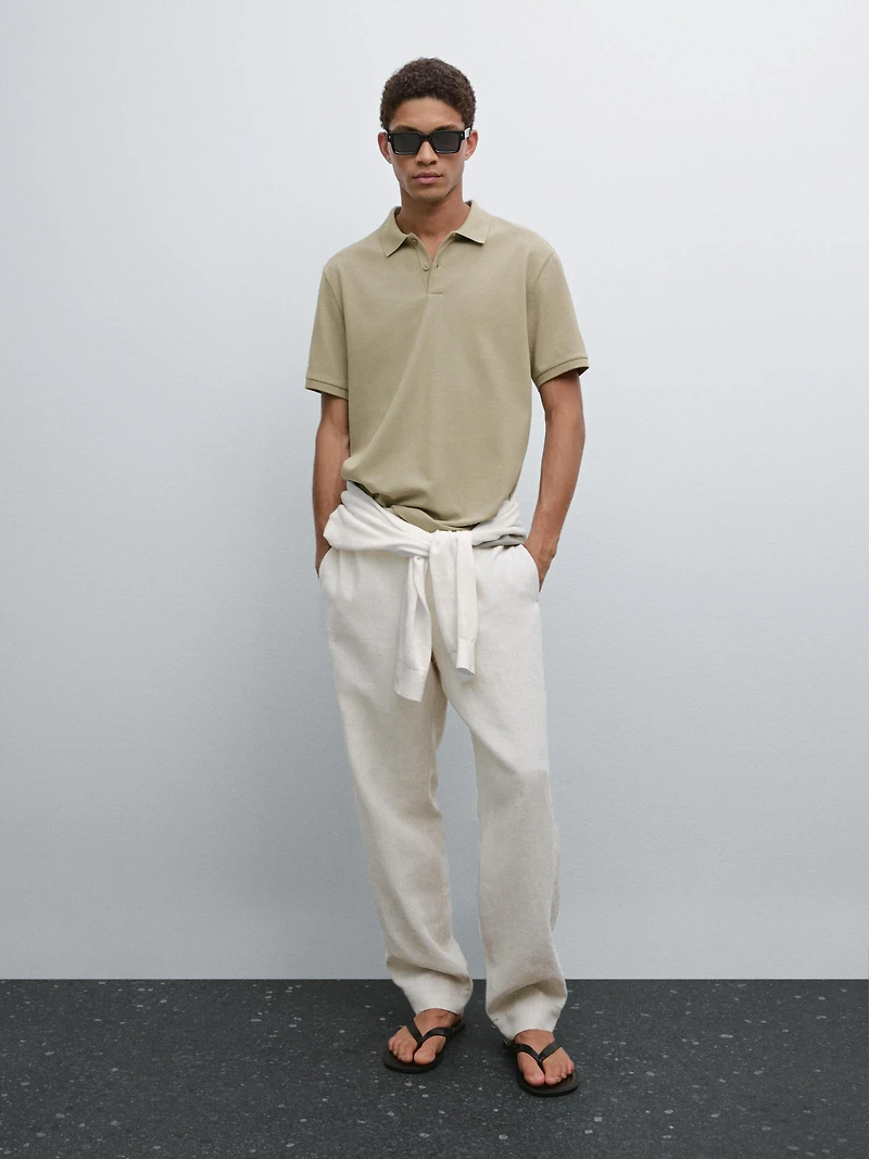 Polo micro-texture en piqué de coton