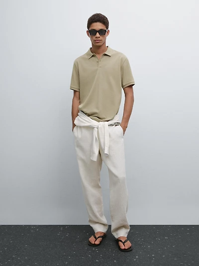 Polo micro-texture en piqué de coton
