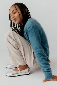 PANTALON BARREL EN VELOURS CÔTELÉ AVEC DÉTAIL BRODÉ