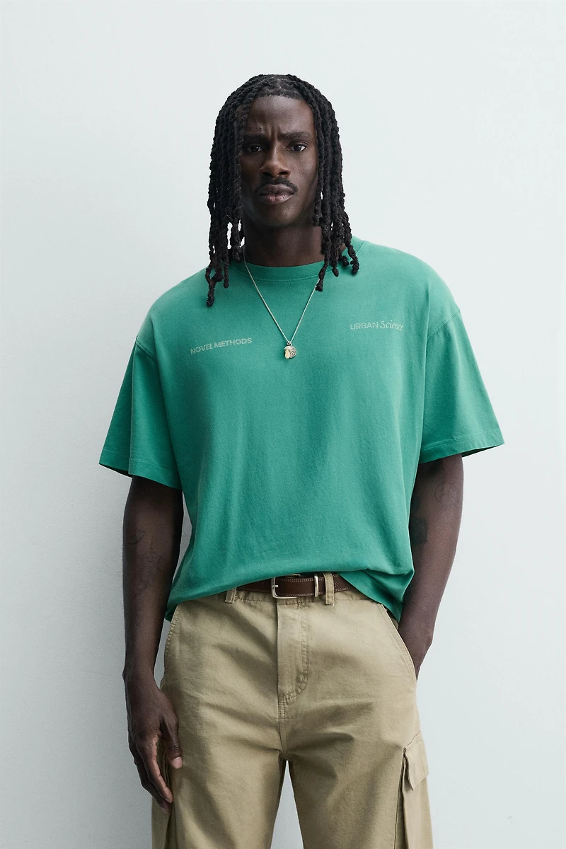 RELAXED FIT WASHED PRINTS T-SHIRT
