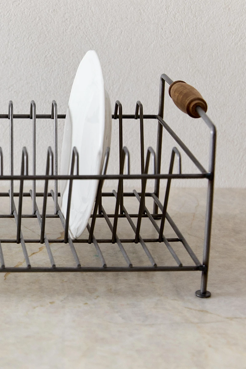 IRON AND ACACIA WOOD DISH RACK