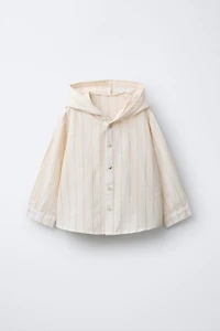 TEXTURED STRIPED HOODIE SHIRT