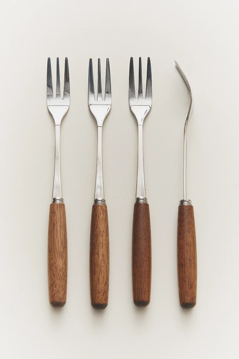 WOODEN DESSERT FORK SET (4-PACK)