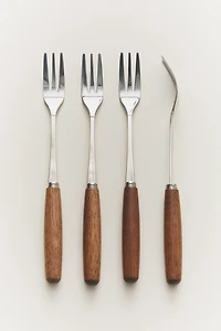 WOODEN DESSERT FORK SET (4-PACK)
