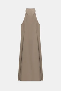 BUCKLE HALTER MIDI DRESS