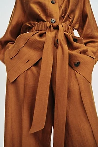 BELTED LINEN SAFARI JACKET