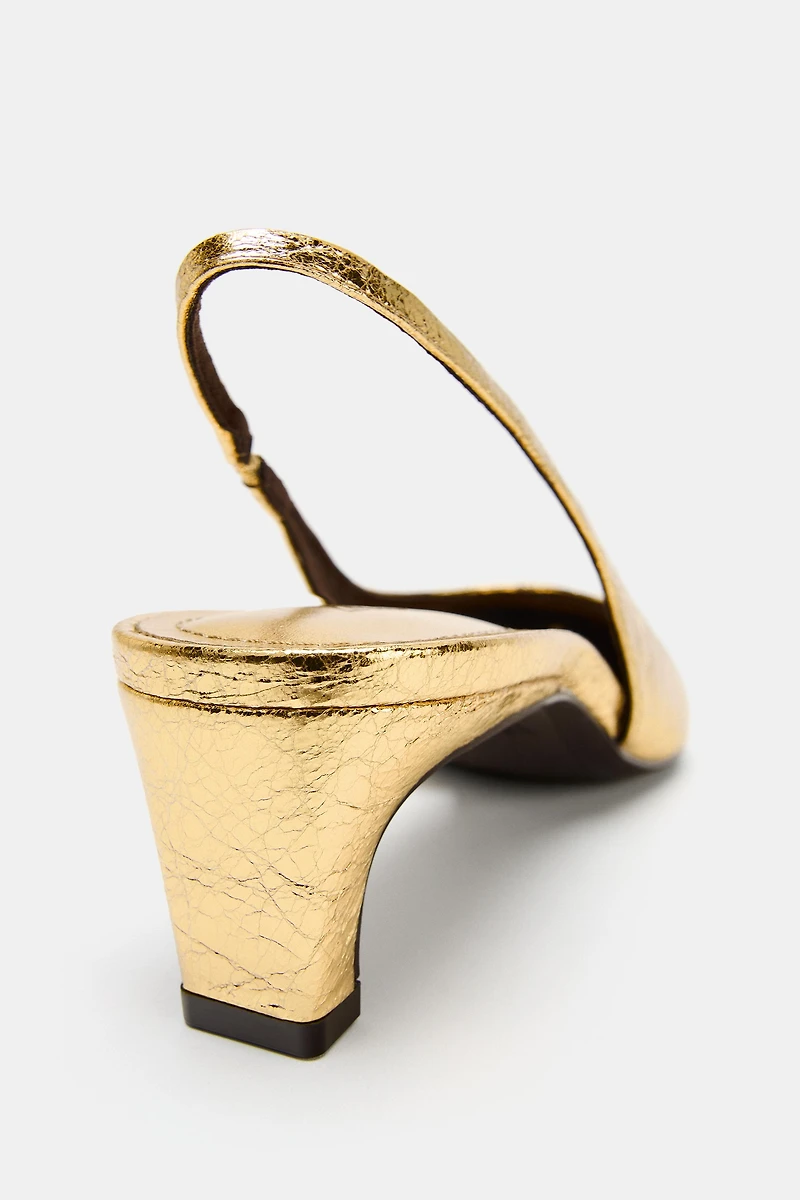 METALLIC KITTEN HEEL SHOES