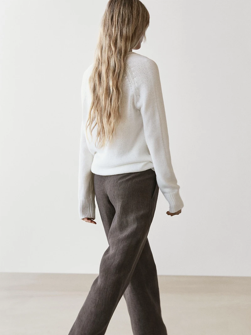 Linen barrel fit trousers