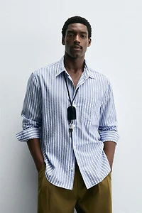 WRINKLED EFFECT STRIPED SHIRT