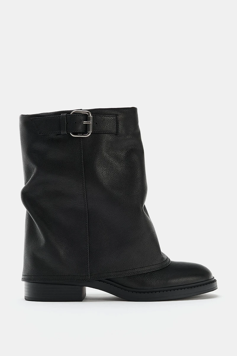 BUCKLED LEATHER ANKLE BOOTS