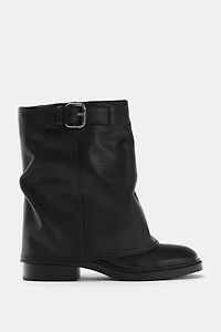 BUCKLED LEATHER ANKLE BOOTS