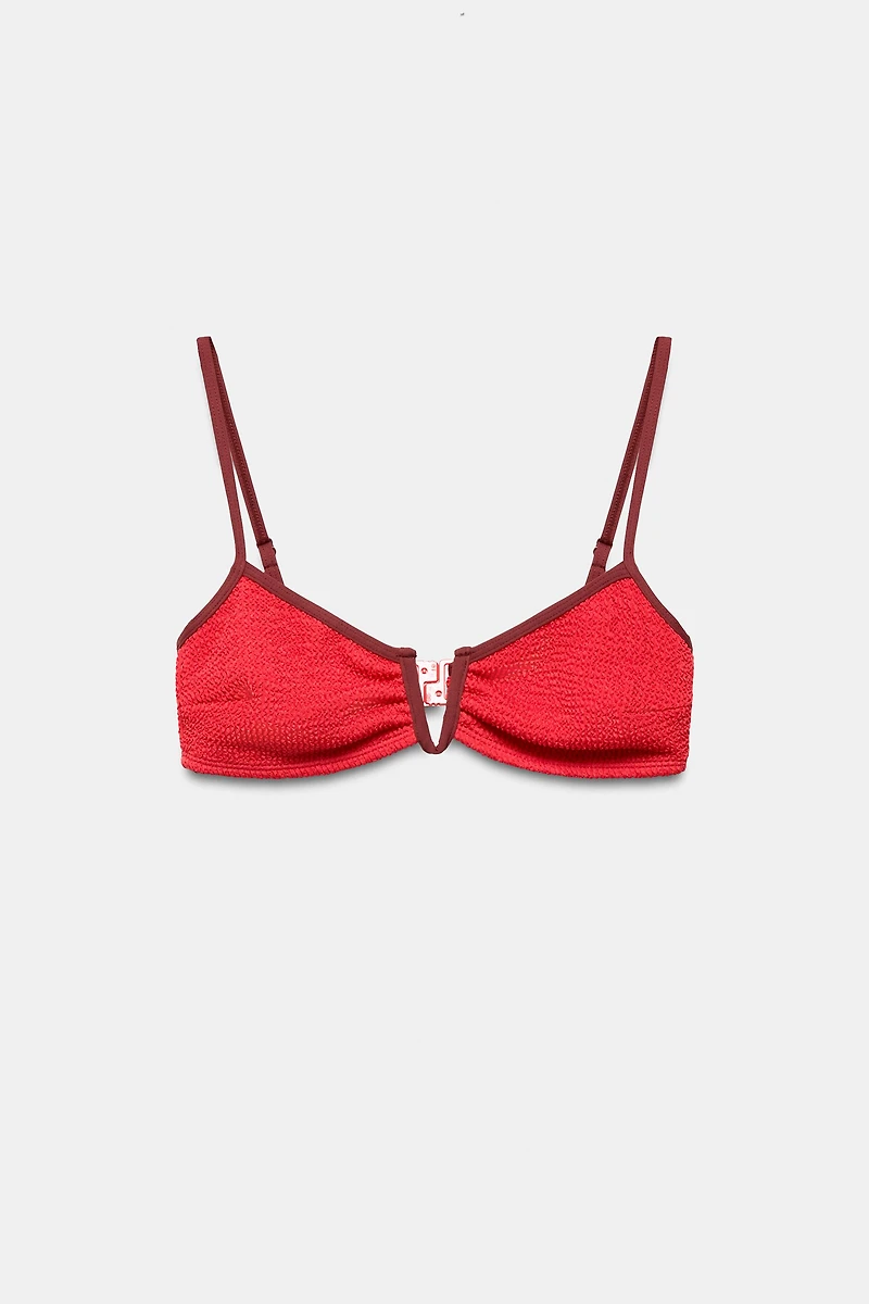 CONTRAST TEXTURED BIKINI TOP