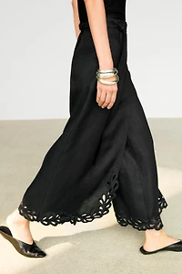 100% linen embroidered skort