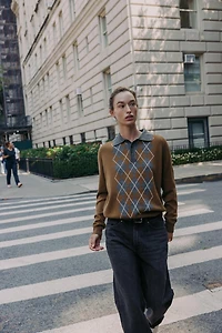 PULL POLO EN MAILLE LOSANGES