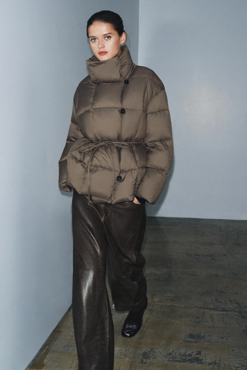 SHORT BELTED PUFFER COAT ZW COLLECTION