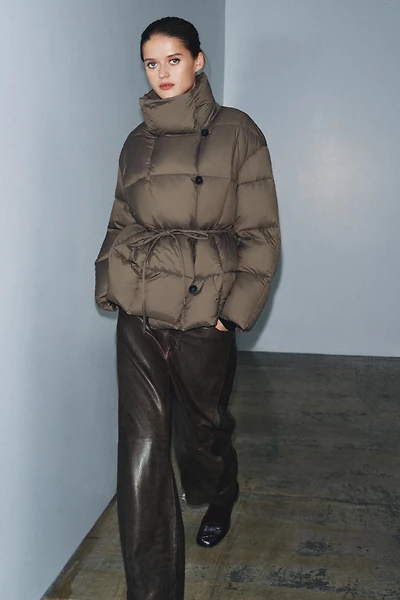 SHORT BELTED PUFFER COAT ZW COLLECTION