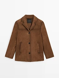 Blazer en 100% cuir de daim avec poches