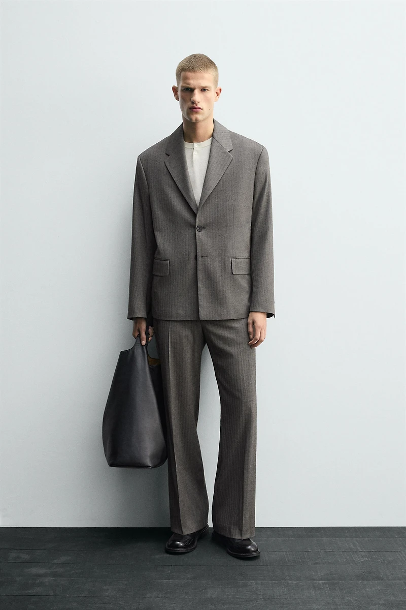 PANTALON ÉVASÉ DE COSTUME À CHEVRONS
