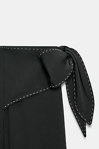TOPSTITCHED TIE PANTS