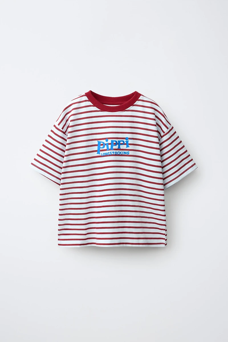 PIPPI LONGSTOCKING STRIPE PRINT T-SHIRT