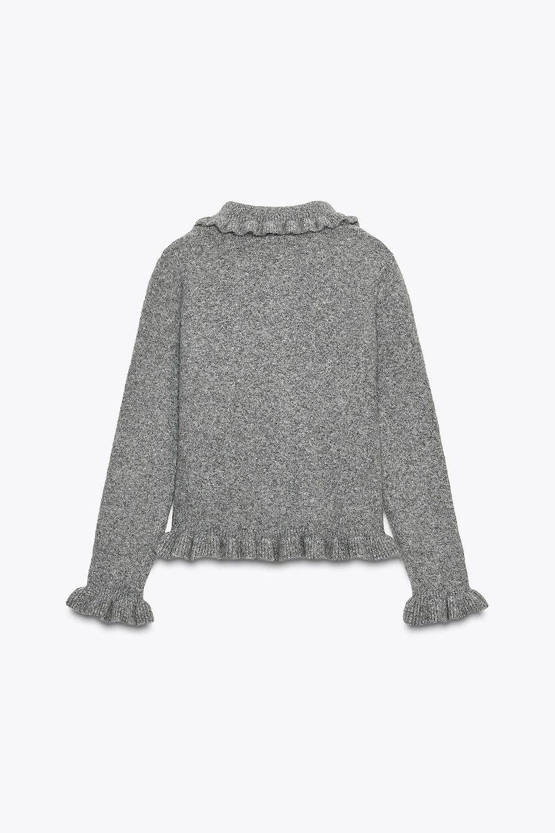 RUFFLED KNIT CARDIGAN