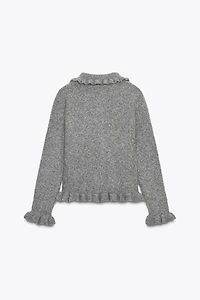 RUFFLED KNIT CARDIGAN