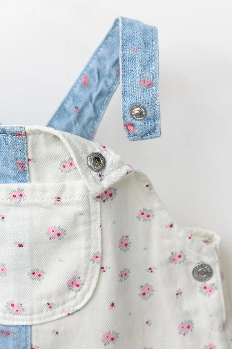 DENIM PATCHWORK FLORAL PINAFORE AND BLOOMERS