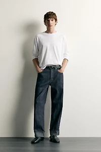 CONTRAST TURN-UP STRAIGHT FIT JEANS