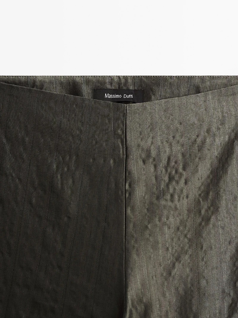 Mid-rise flared jacquard trousers