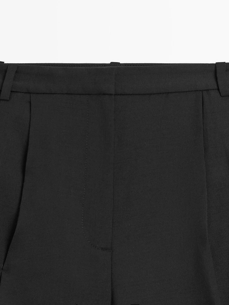 Bermuda long 100 % laine