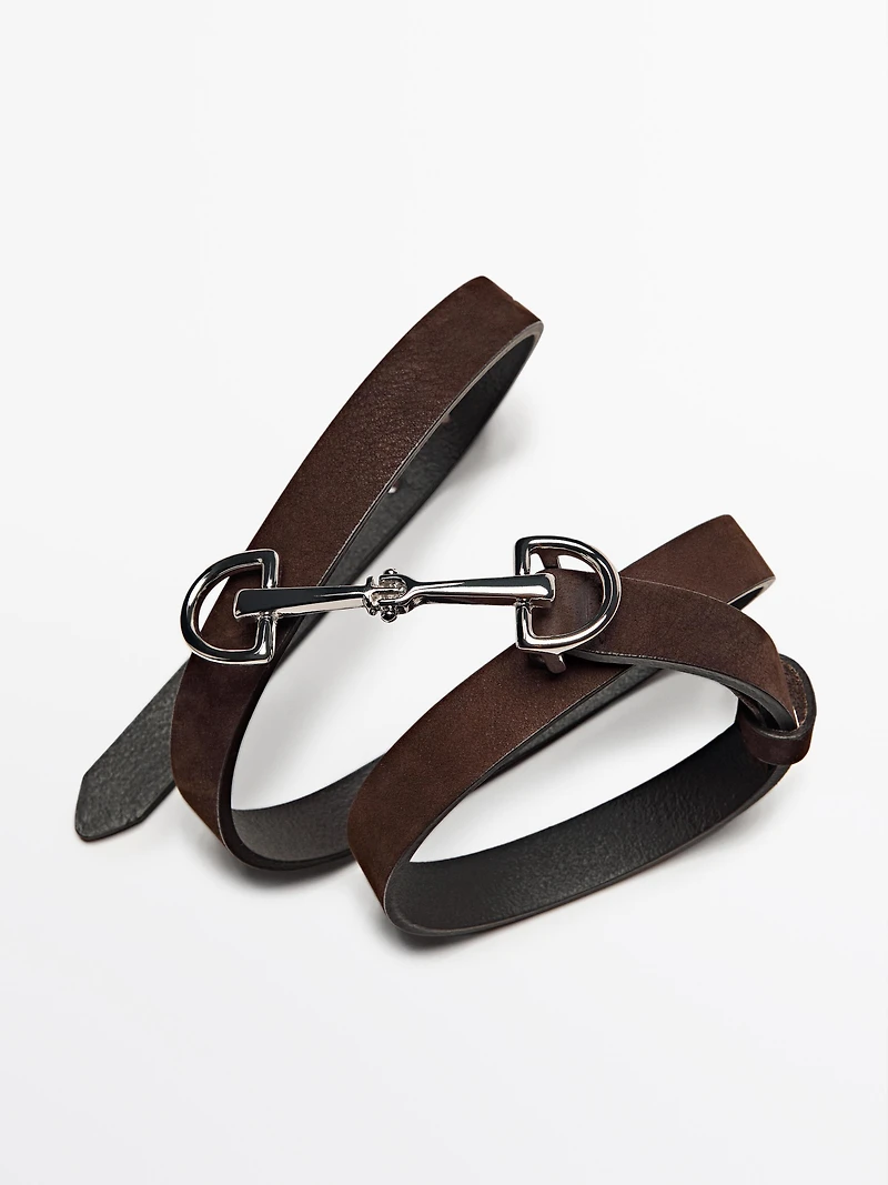 Nubuck leather equestrian belt