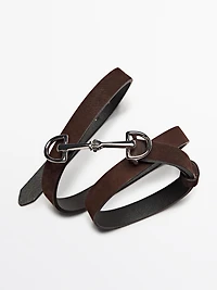 Nubuck leather equestrian belt