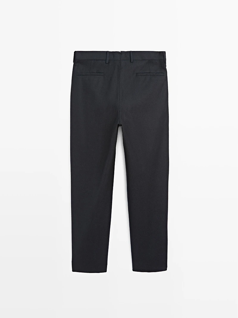 100% wool corduroy-effect flannel trousers