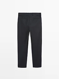 100% wool corduroy-effect flannel trousers