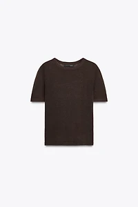 SHORT SLEEVE LINEN KNIT TOP
