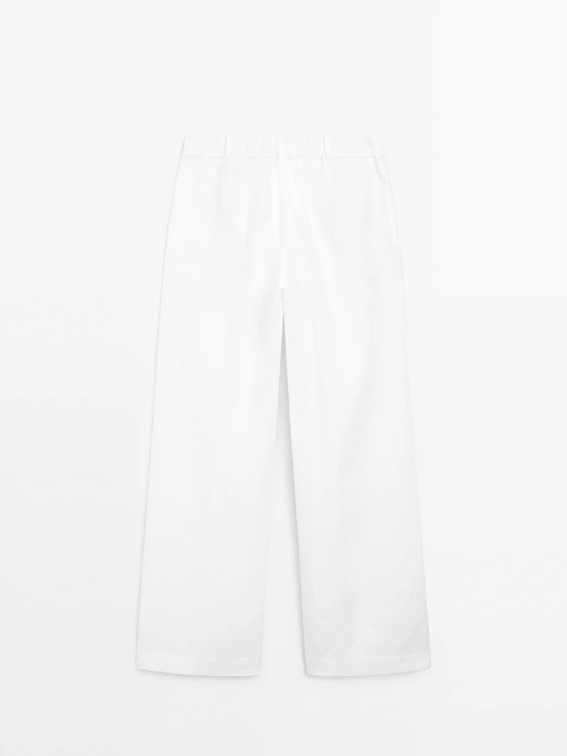 Pantalon triple pince 100 % lin