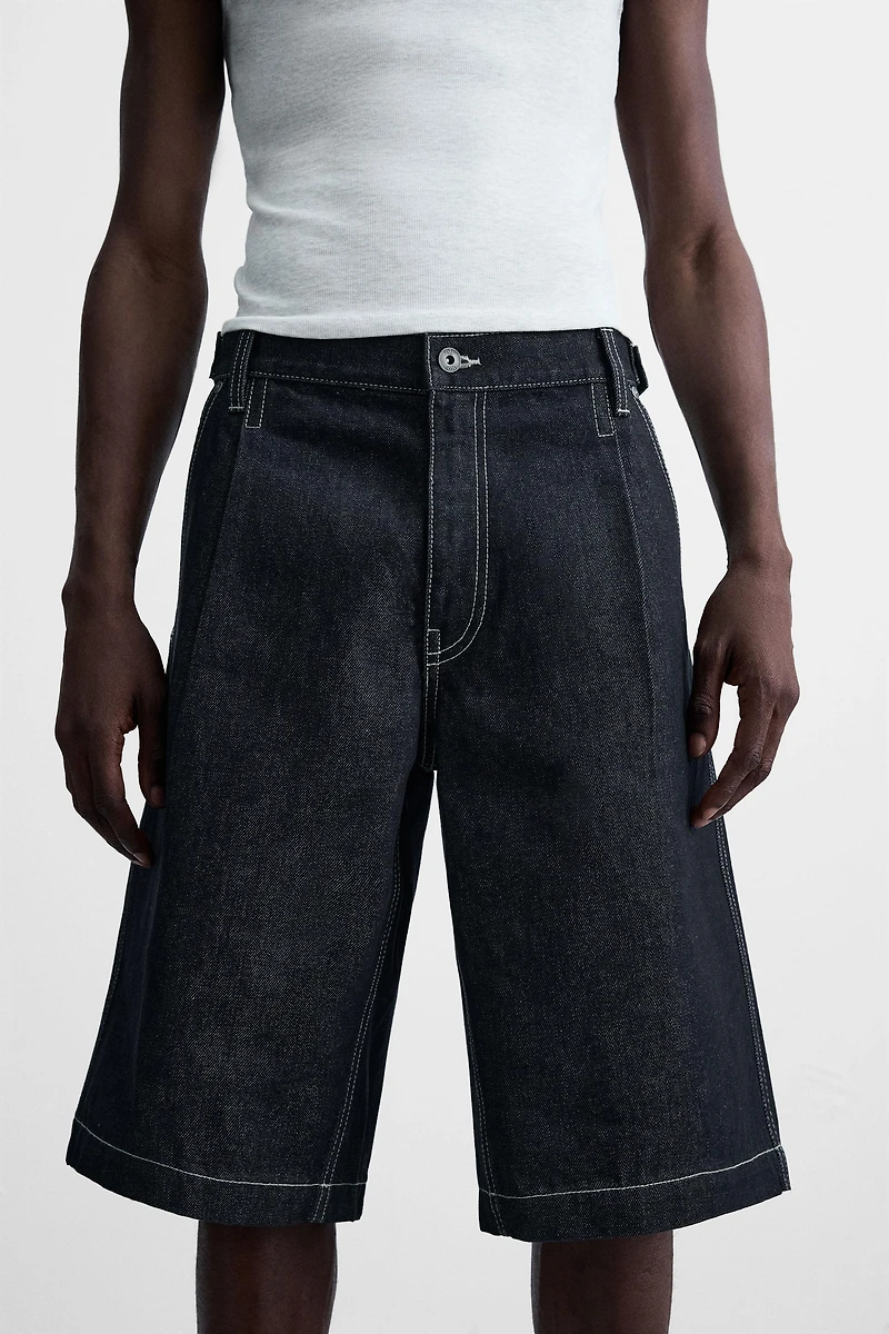 BELTED BAGGY FIT DENIM SHORTS