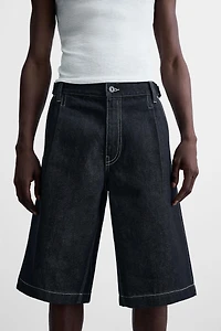 BELTED BAGGY FIT DENIM SHORTS