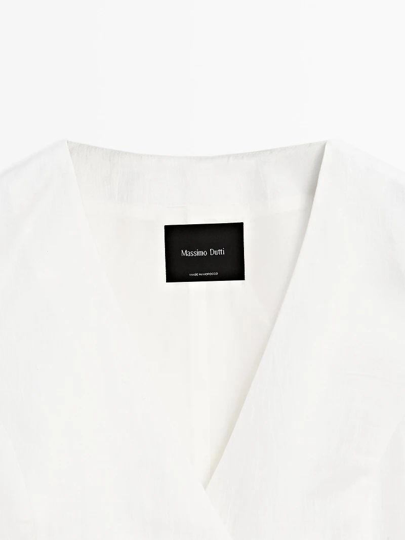 Linen blend waistcoat with tie detail