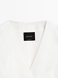Linen blend waistcoat with tie detail