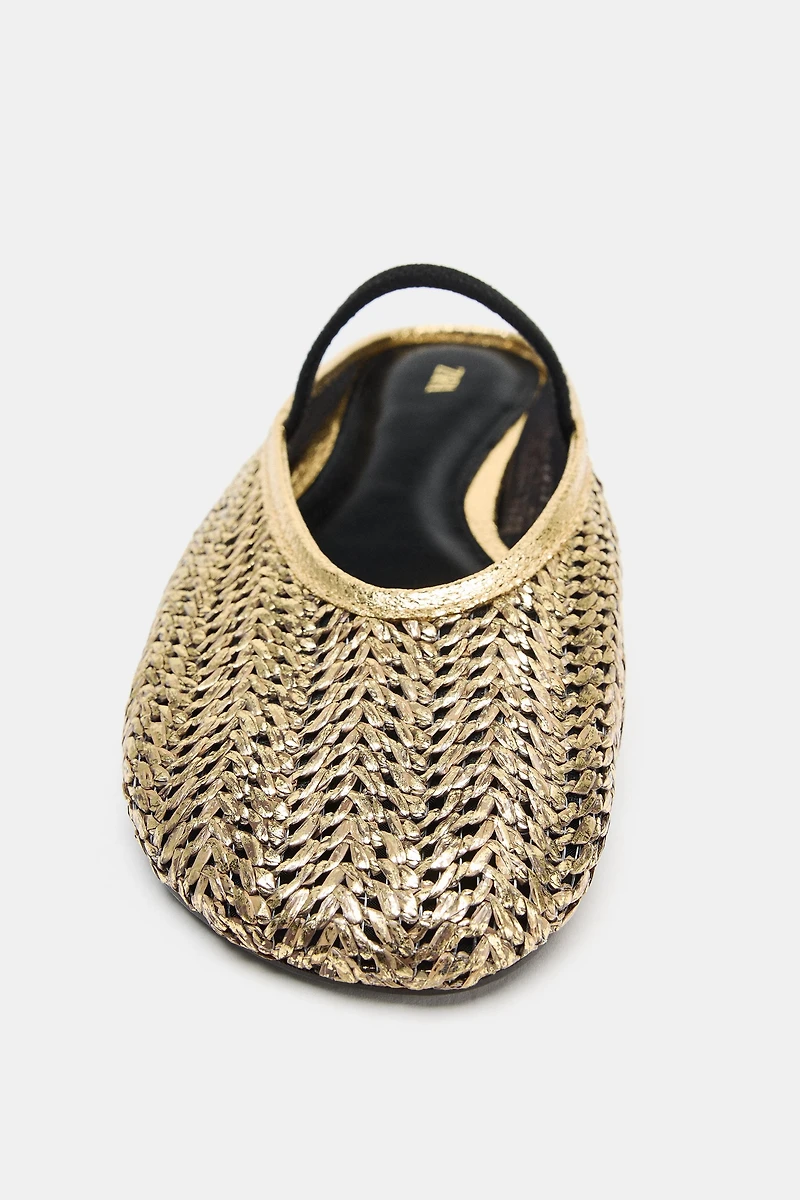 BRAIDED METALLIC SLINGBACK BALLET FLATS